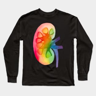 Watercolor Rainbow Kidney (dark) Long Sleeve T-Shirt